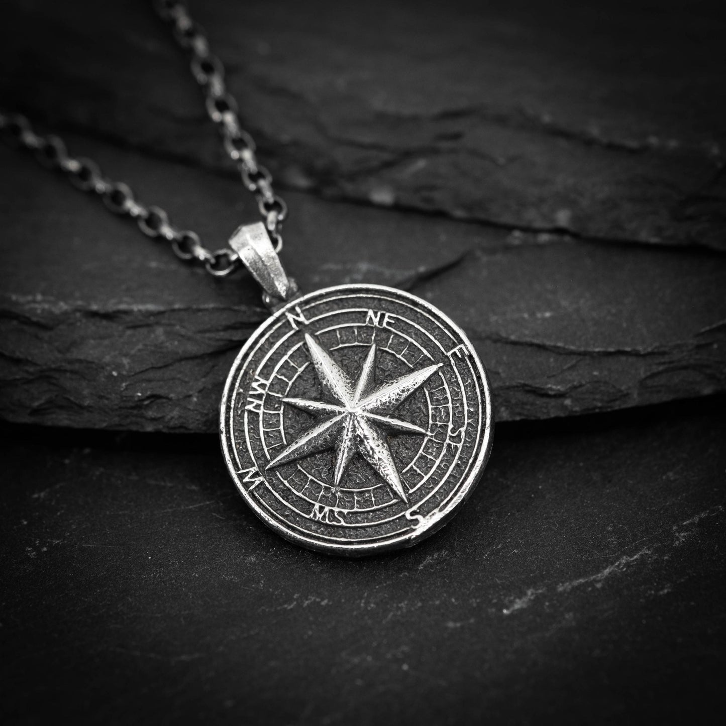 Mens Personalized Silver Compass pendant necklace, Travel wanderlust necklace gift, Adventure mens gift, custom necklace, Christmas gifts