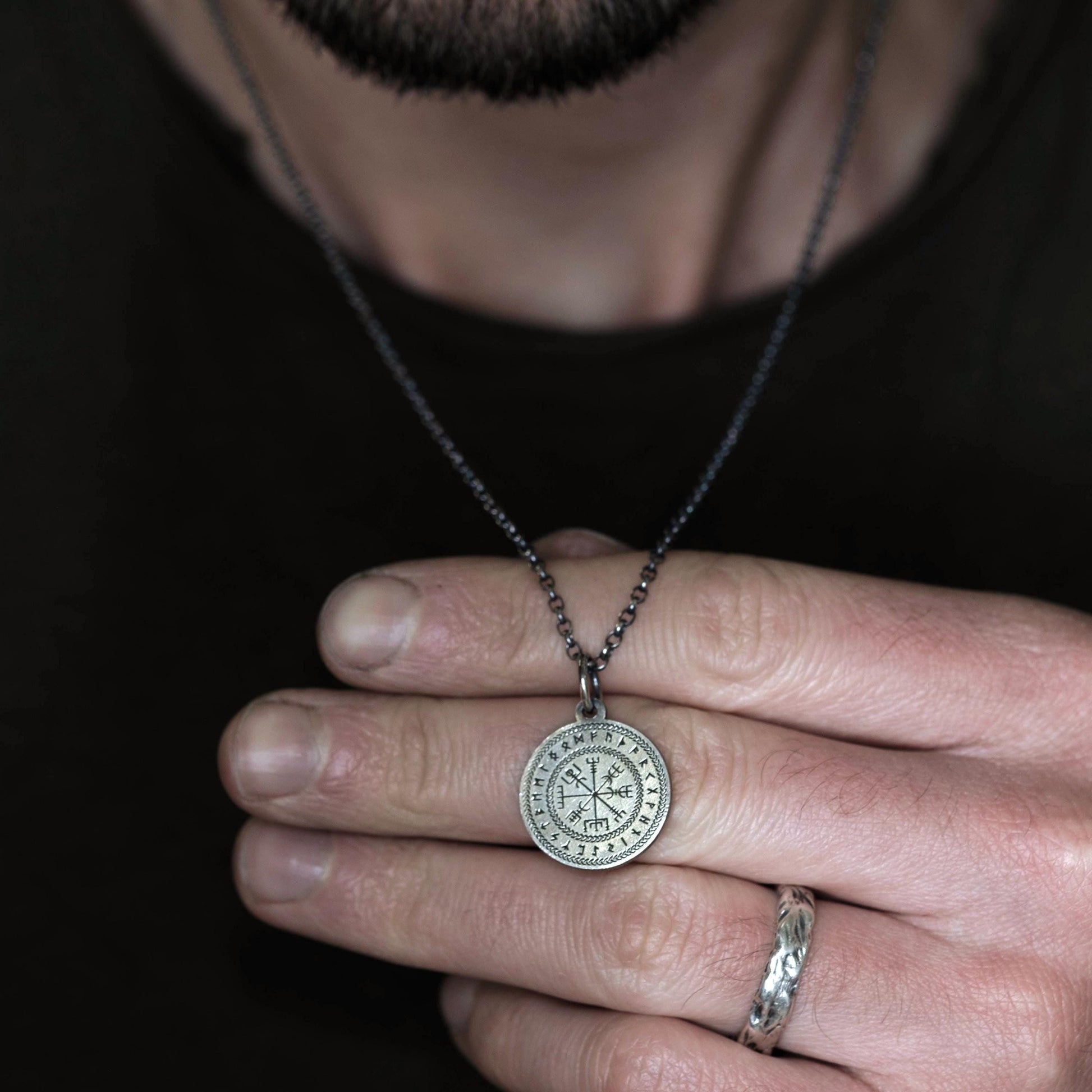Vegvisir Viking Compass Rune Necklace, Personalized Handmade Norse Jewelry, Viking, Norse Mythology Gift for Men or Women