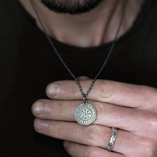 Vegvisir Viking Compass Rune Necklace, Personalized Handmade Norse Jewelry, Viking, Norse Mythology Gift for Men or Women