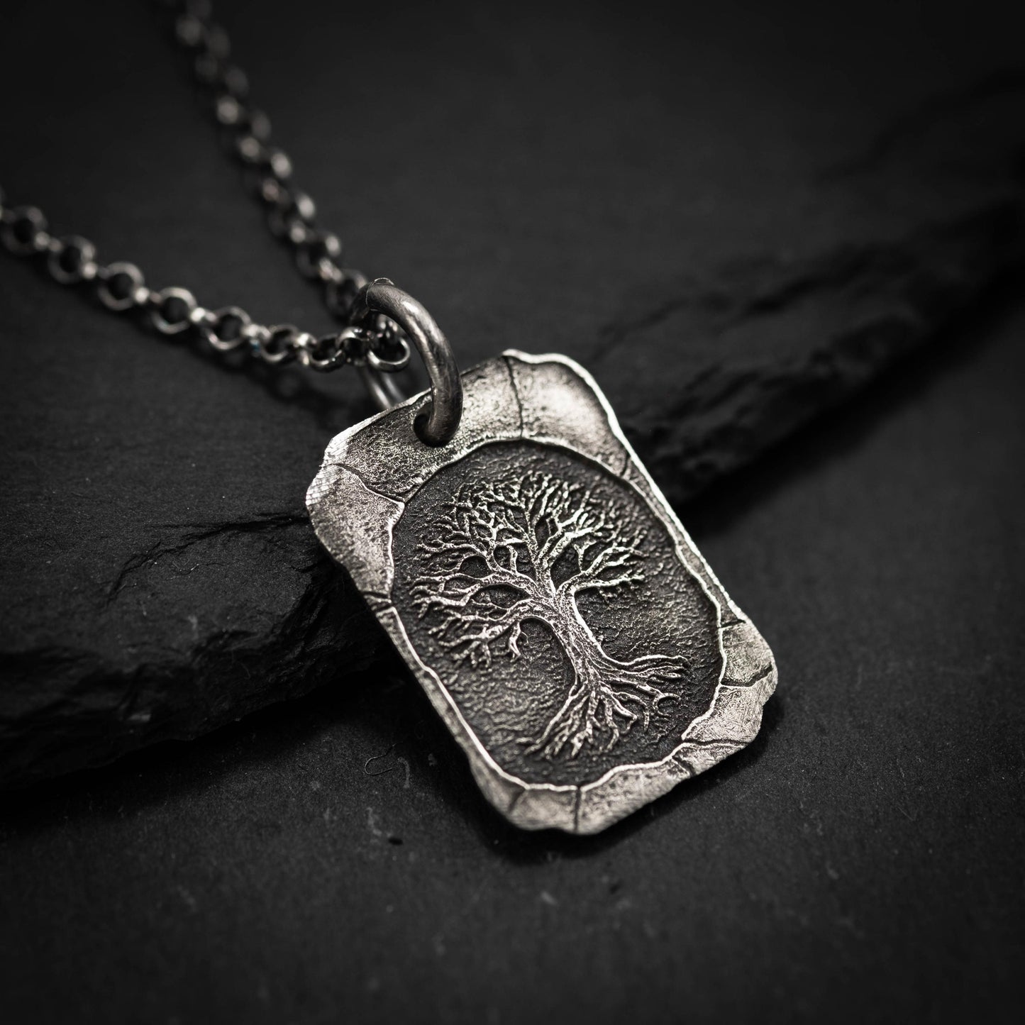 Silver Tree of Life pendant necklace, Unique mens jewelry, Personalized rustic necklace, men gift