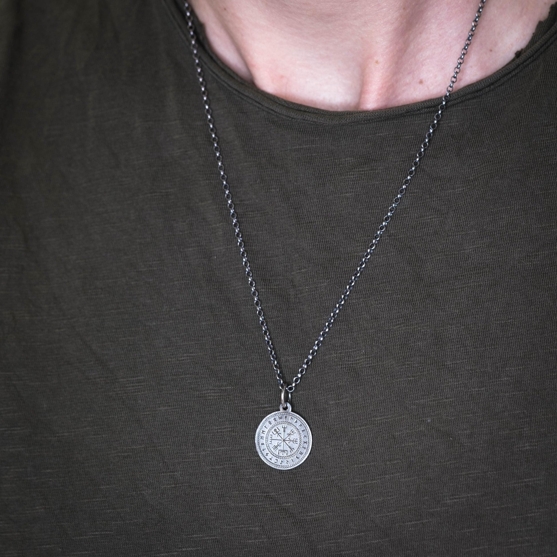 Vegvisir Viking Compass Rune Necklace, Personalized Handmade Norse Jewelry, Viking, Norse Mythology Gift for Men or Women