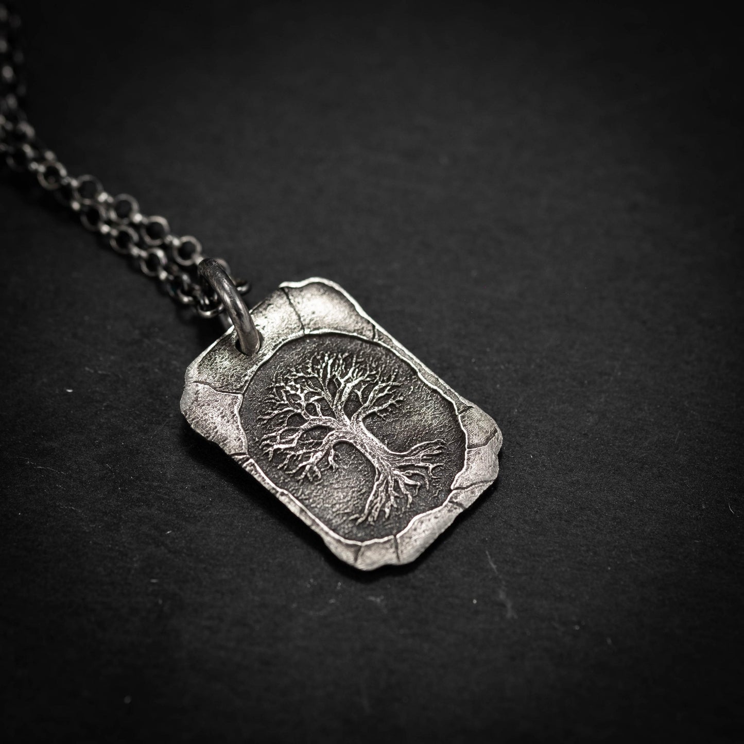 Silver Tree of Life pendant necklace, Unique mens jewelry, Personalized rustic necklace, men gift