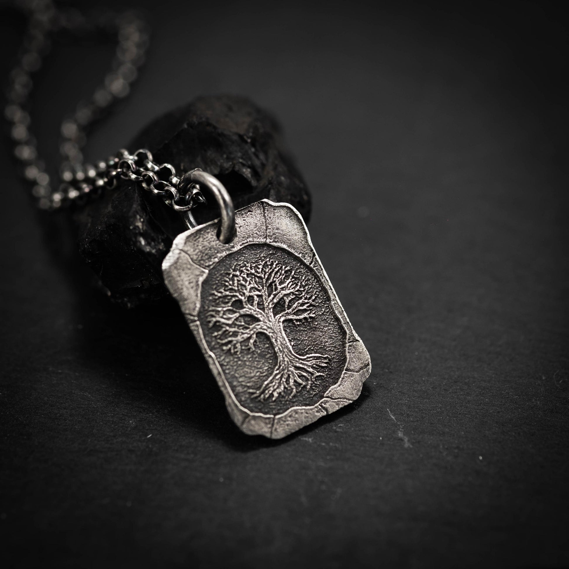 Silver Tree of Life pendant necklace, Unique mens jewelry, Personalized rustic necklace, men gift