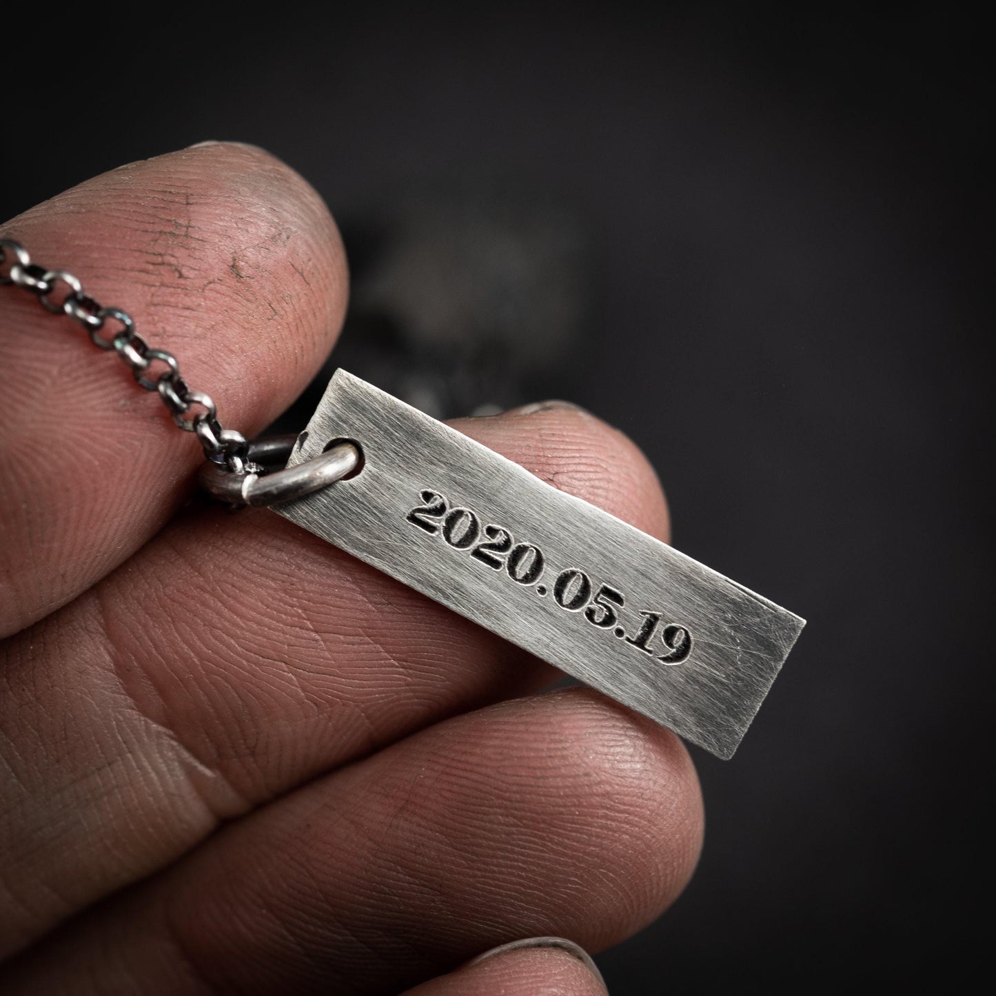 Personalized Quote engraved Custom silver mens necklace pendant, Date handmade unique silver jewelry, mens Christmas gift, anniversary gift
