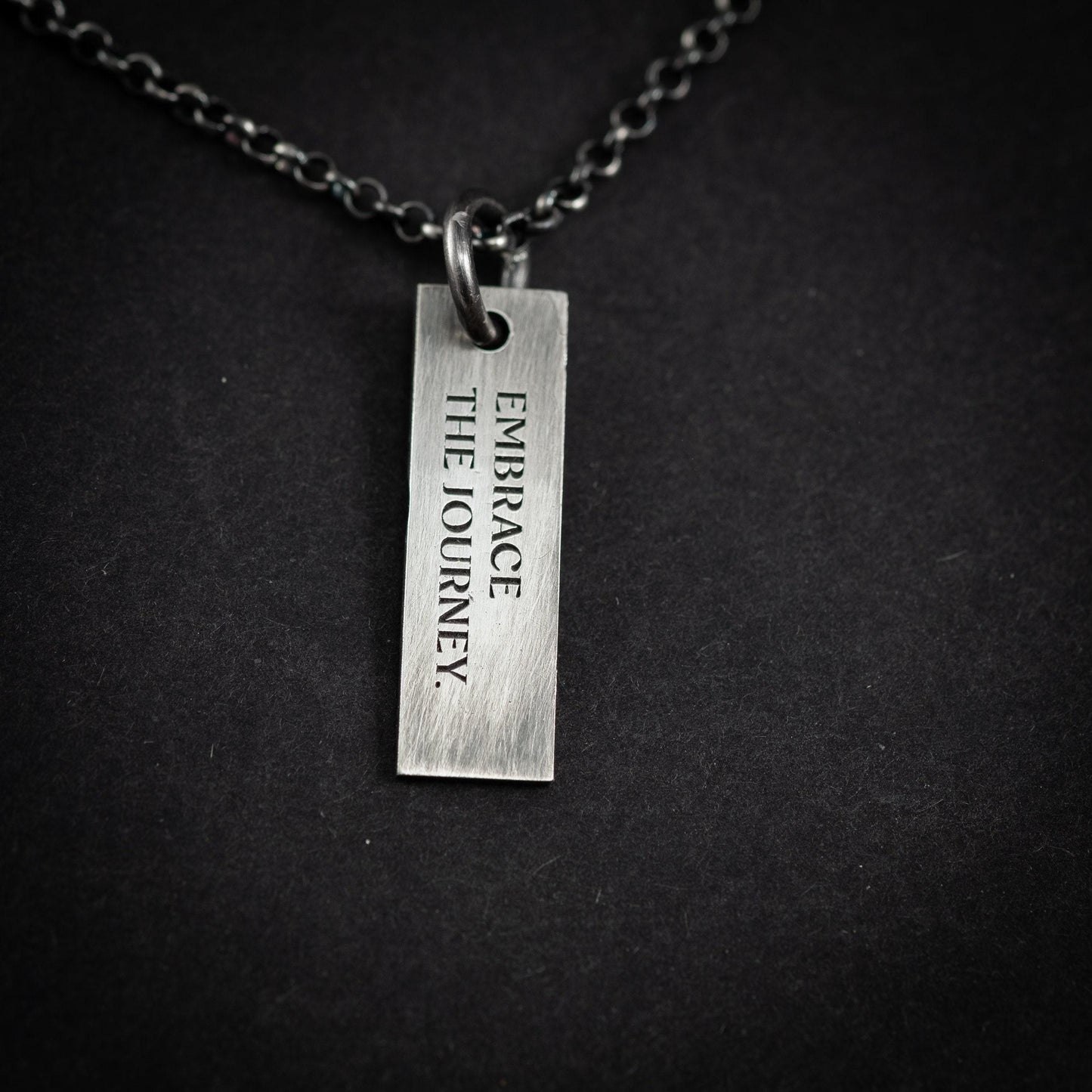 Personalized Quote engraved Custom silver mens necklace pendant, Date handmade unique silver jewelry, mens Christmas gift, anniversary gift