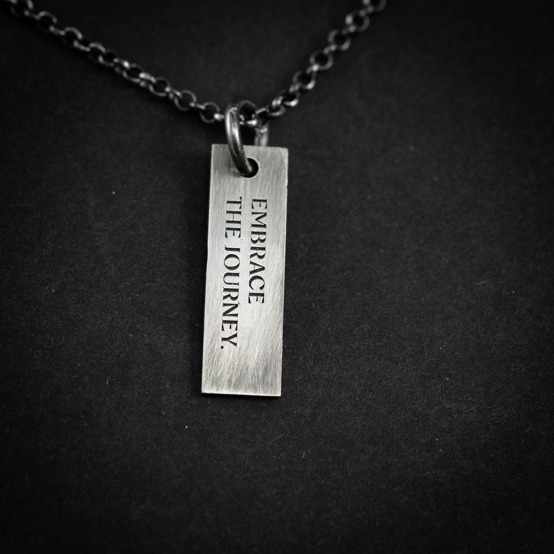 Personalized Quote engraved Custom silver mens necklace pendant, Date handmade unique silver jewelry, mens Christmas gift, anniversary gift