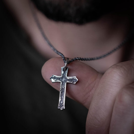 Sterling Silver Cross Necklace for Men – Personalized Handmade Christian Pendant, Strength Symbol, Religious Gift for Him