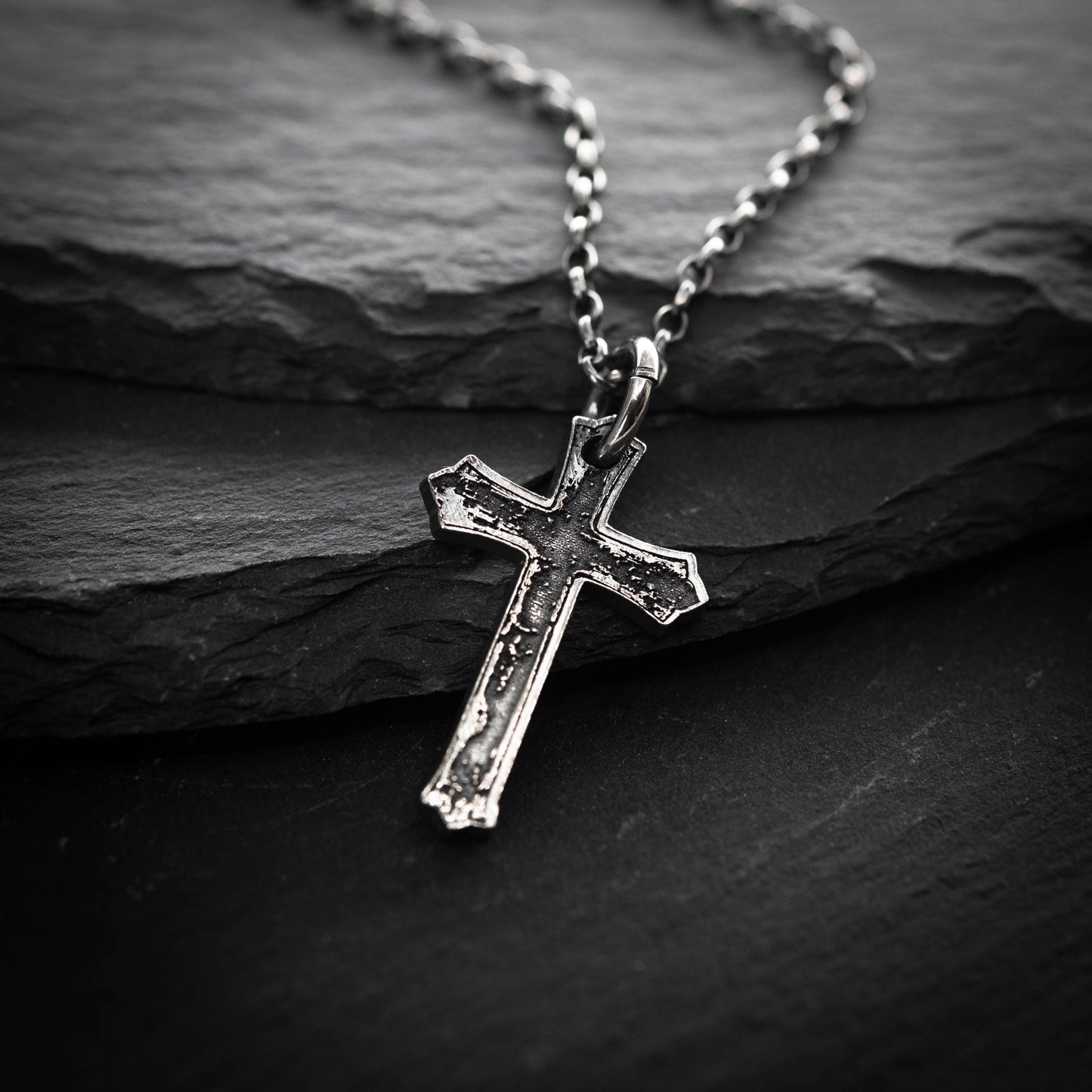 Sterling Silver Cross Necklace for Men – Personalized Handmade Christian Pendant, Strength Symbol, Religious Gift for Him