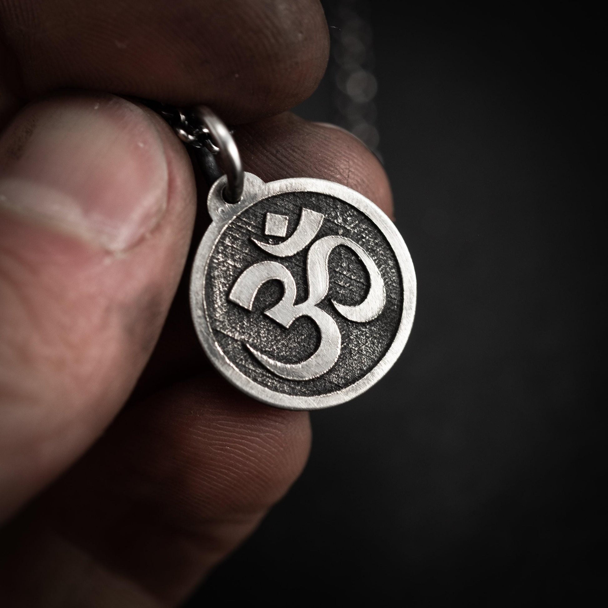 Om Silver Yoga Pendant Necklace, Buddhist Spiritual Jewelry, Meditation Gift for Him or Her
