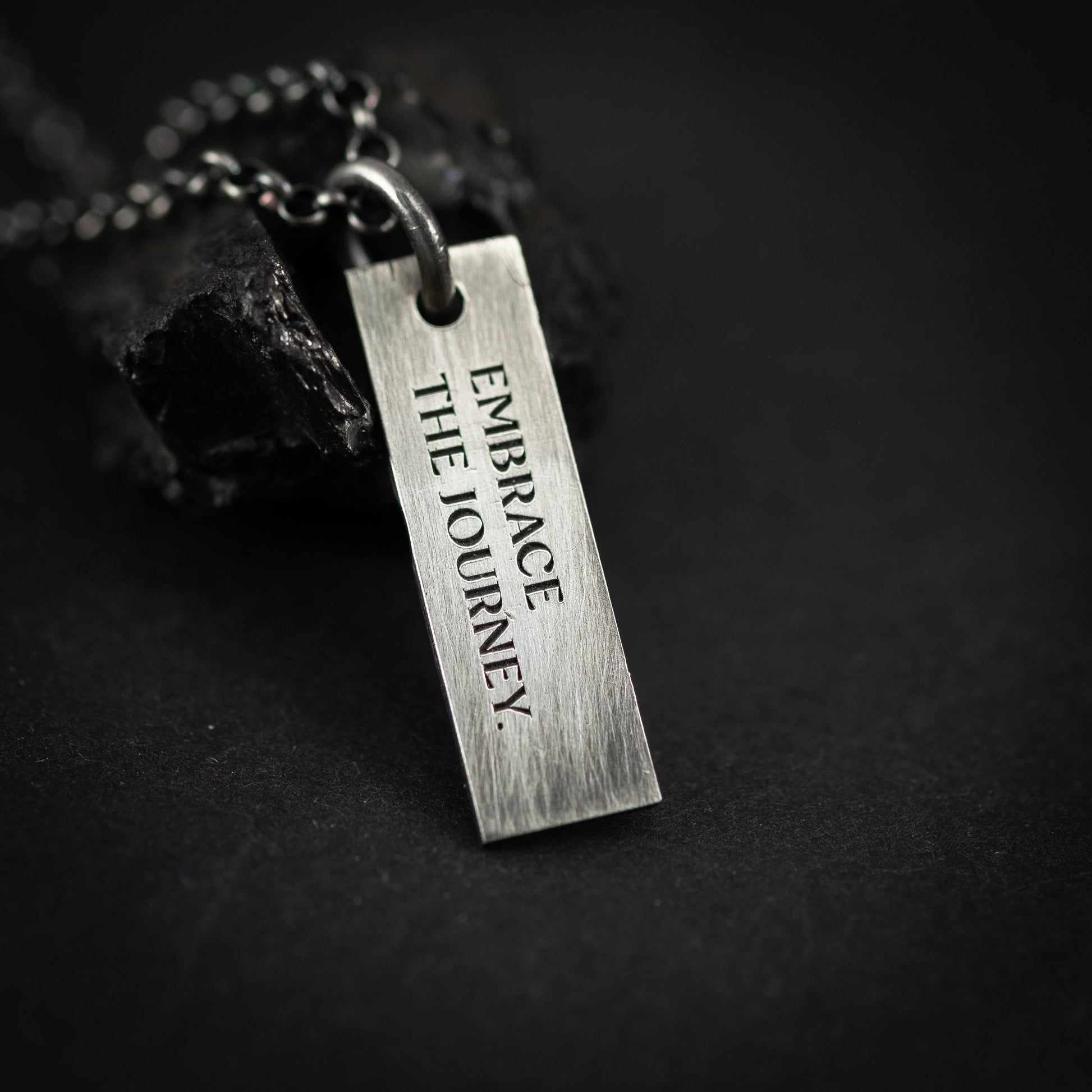 Custom Engraved Quote Necklace, Personalized Silver Pendant, Unique Gift for Him or Her, Inspirational Jewelry