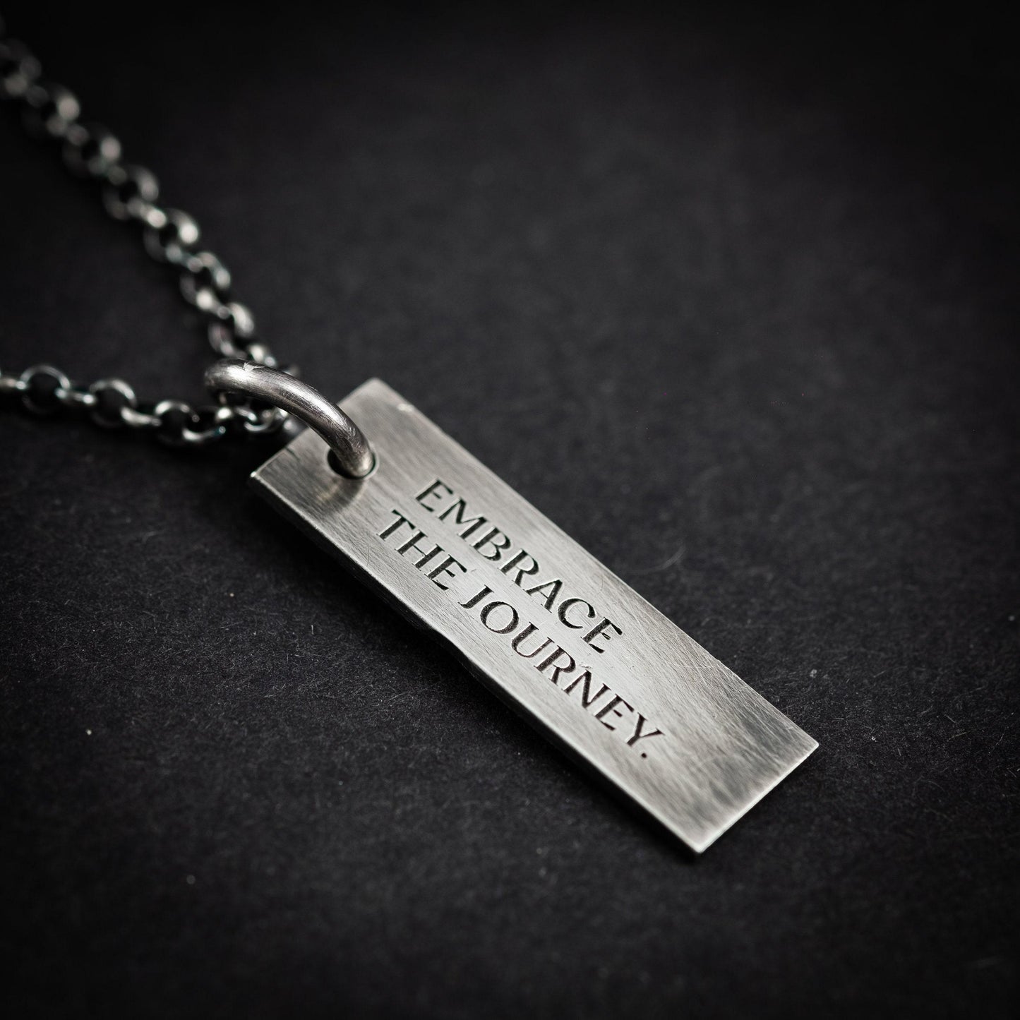 Custom Engraved Quote Necklace, Personalized Silver Pendant, Unique Gift for Him or Her, Inspirational Jewelry
