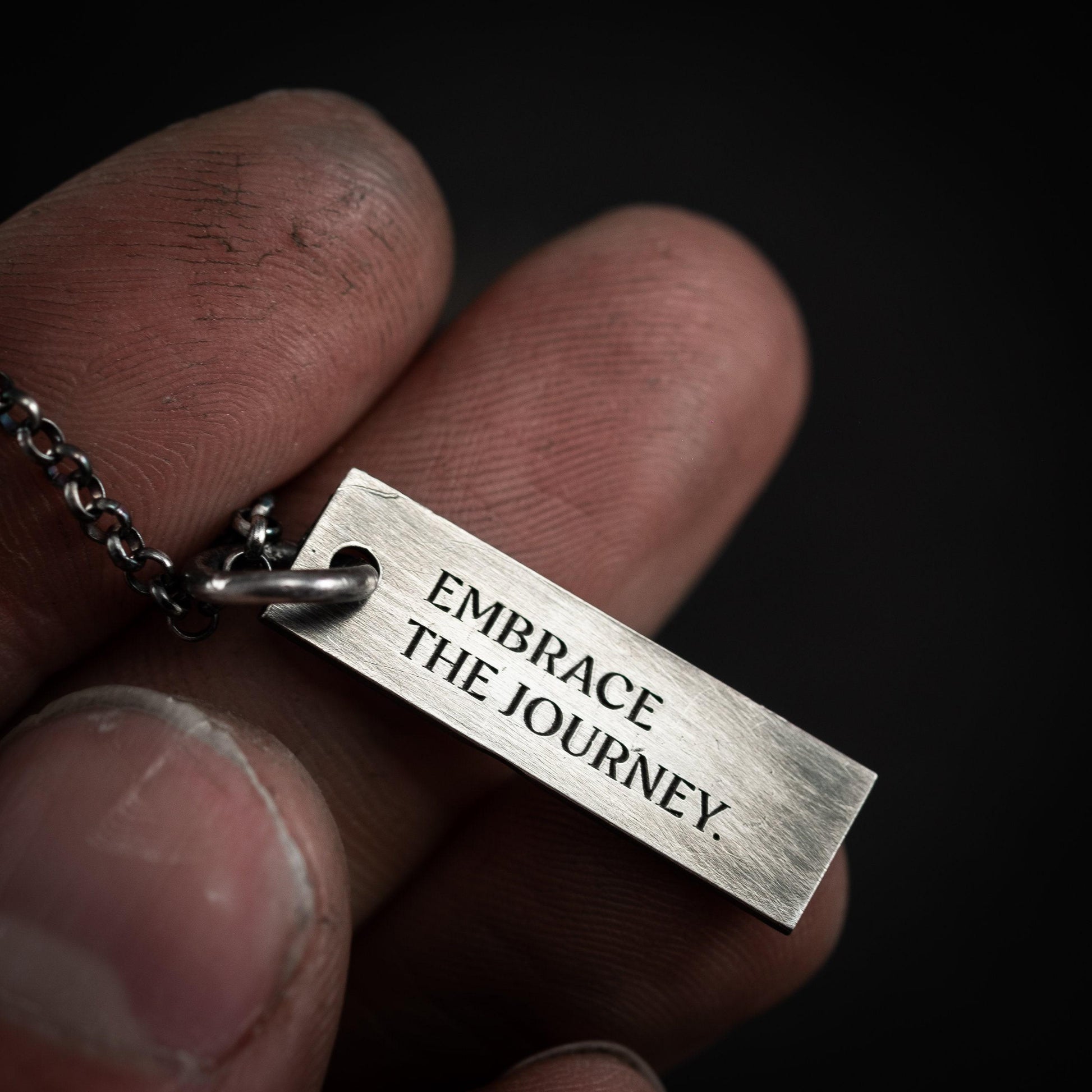 Custom Engraved Quote Necklace, Personalized Silver Pendant, Unique Gift for Him or Her, Inspirational Jewelry