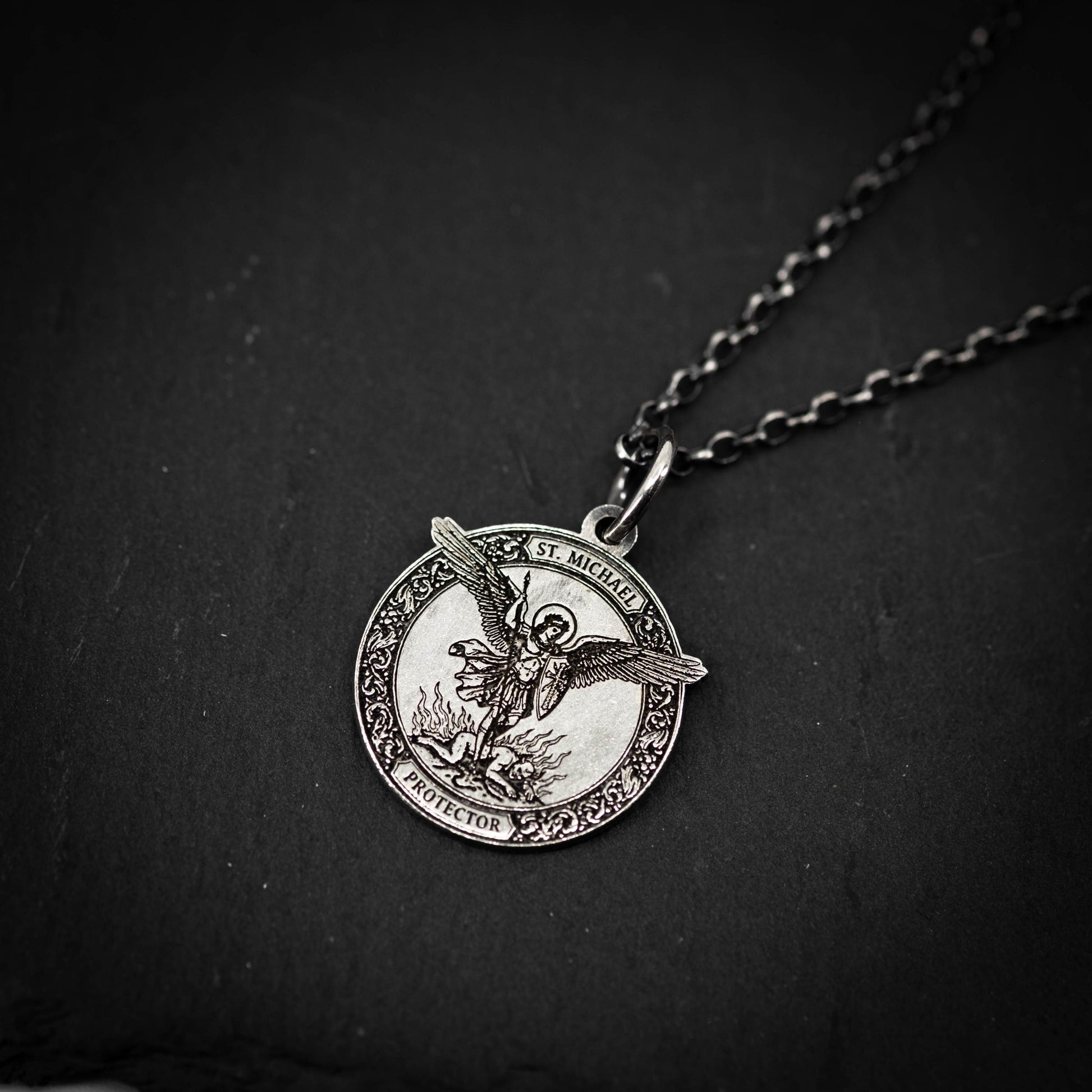 Silver St. Michael the Archangel Silver Necklace, Personalized Men's Handmade Religious Jewelry, Protection Amulet Pendant, Christian Gift