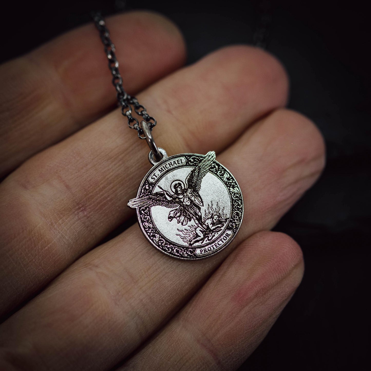 Silver St. Michael the Archangel Silver Necklace, Personalized Men's Handmade Religious Jewelry, Protection Amulet Pendant, Christian Gift