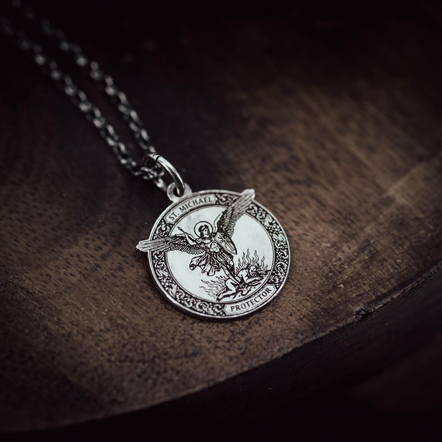 Silver St. Michael the Archangel Silver Necklace, Personalized Men's Handmade Religious Jewelry, Protection Amulet Pendant, Christian Gift
