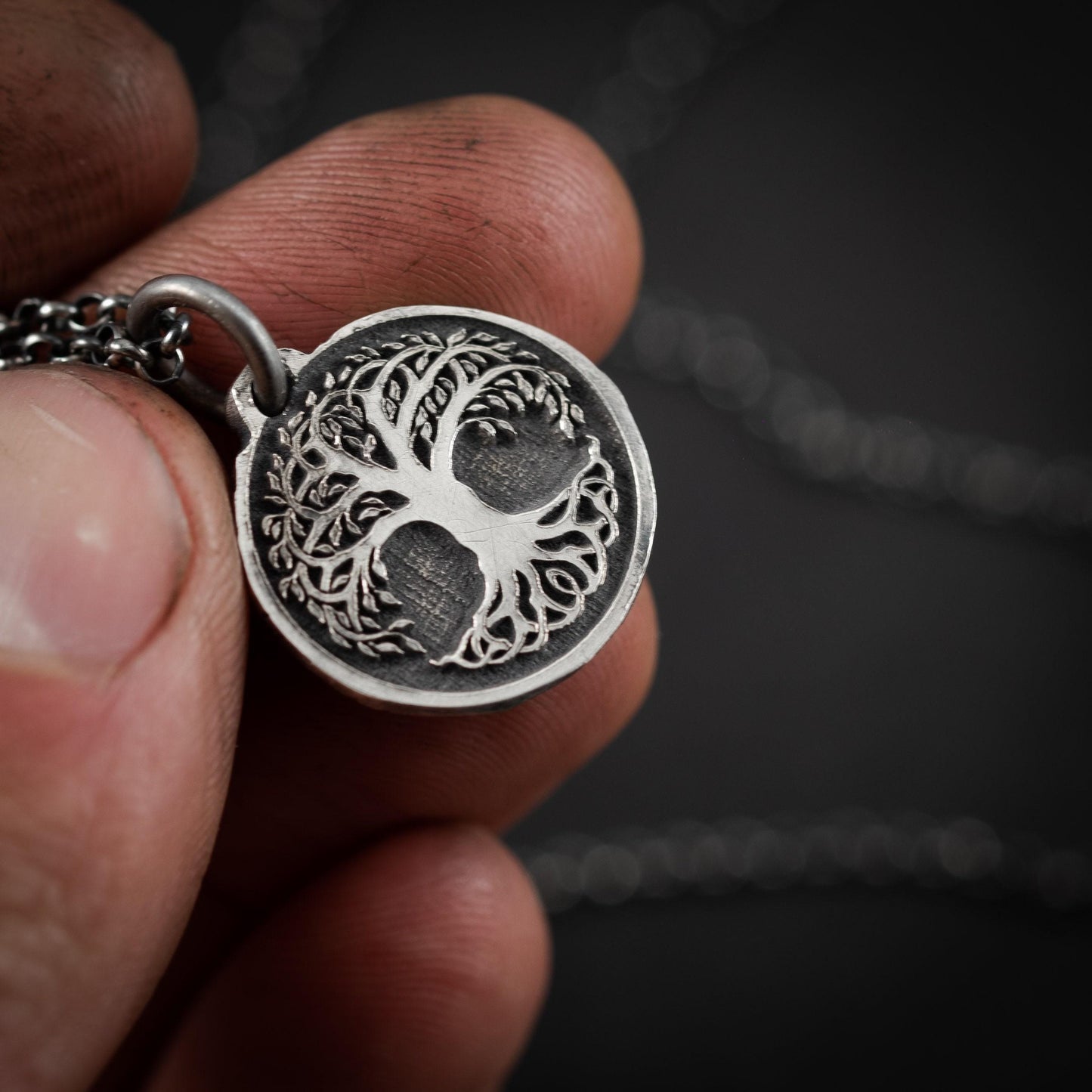 Tree of Life Yggdrasil Viking Silver necklace, Unique viking mens jewelry, Personalized rustic necklace, norse mythology jewelry, men gift