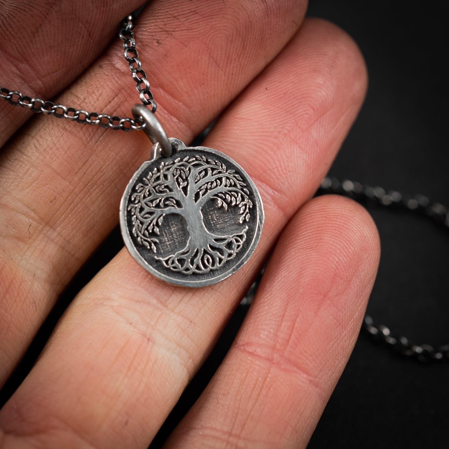 Tree of Life Yggdrasil Viking Silver necklace, Unique viking mens jewelry, Personalized rustic necklace, norse mythology jewelry, men gift