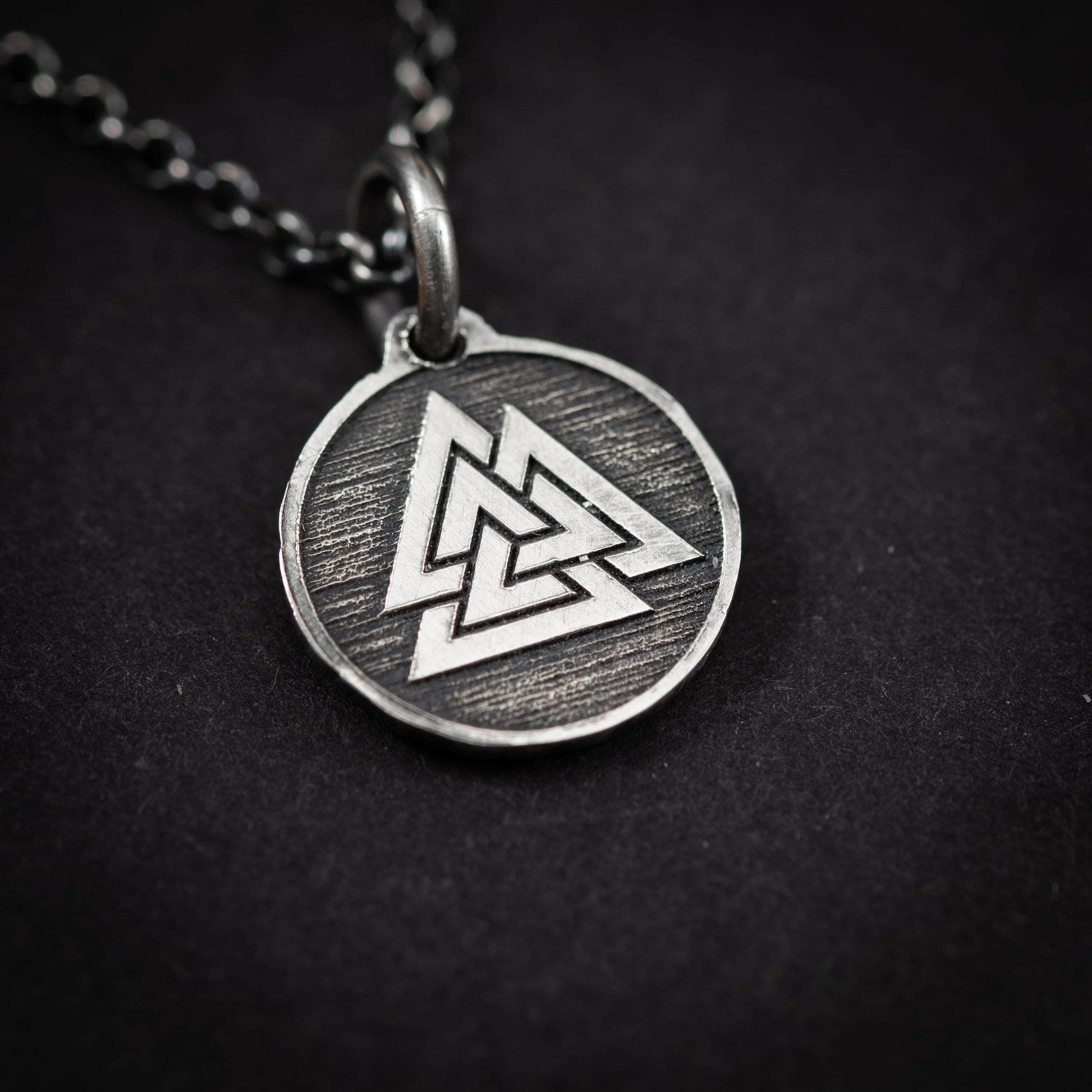 Viking Valknut Silver Necklace for Men, Norse Symbol Pendant, Nordic Jewelry Gift, Viking-Inspired Necklace for Him