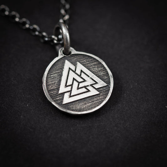 Viking Valknut Silver Necklace for Men, Norse Symbol Pendant, Nordic Jewelry Gift, Viking-Inspired Necklace for Him