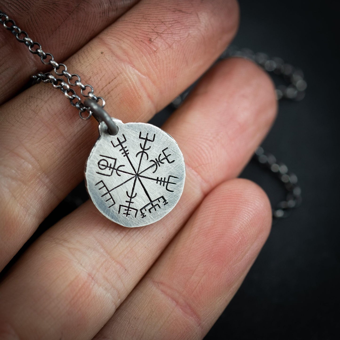 Silver Vegvisir Viking compass mens pendant necklace, Silver norse jewelry, Viking compass,mens gift, norse mythology, Personalized engraved