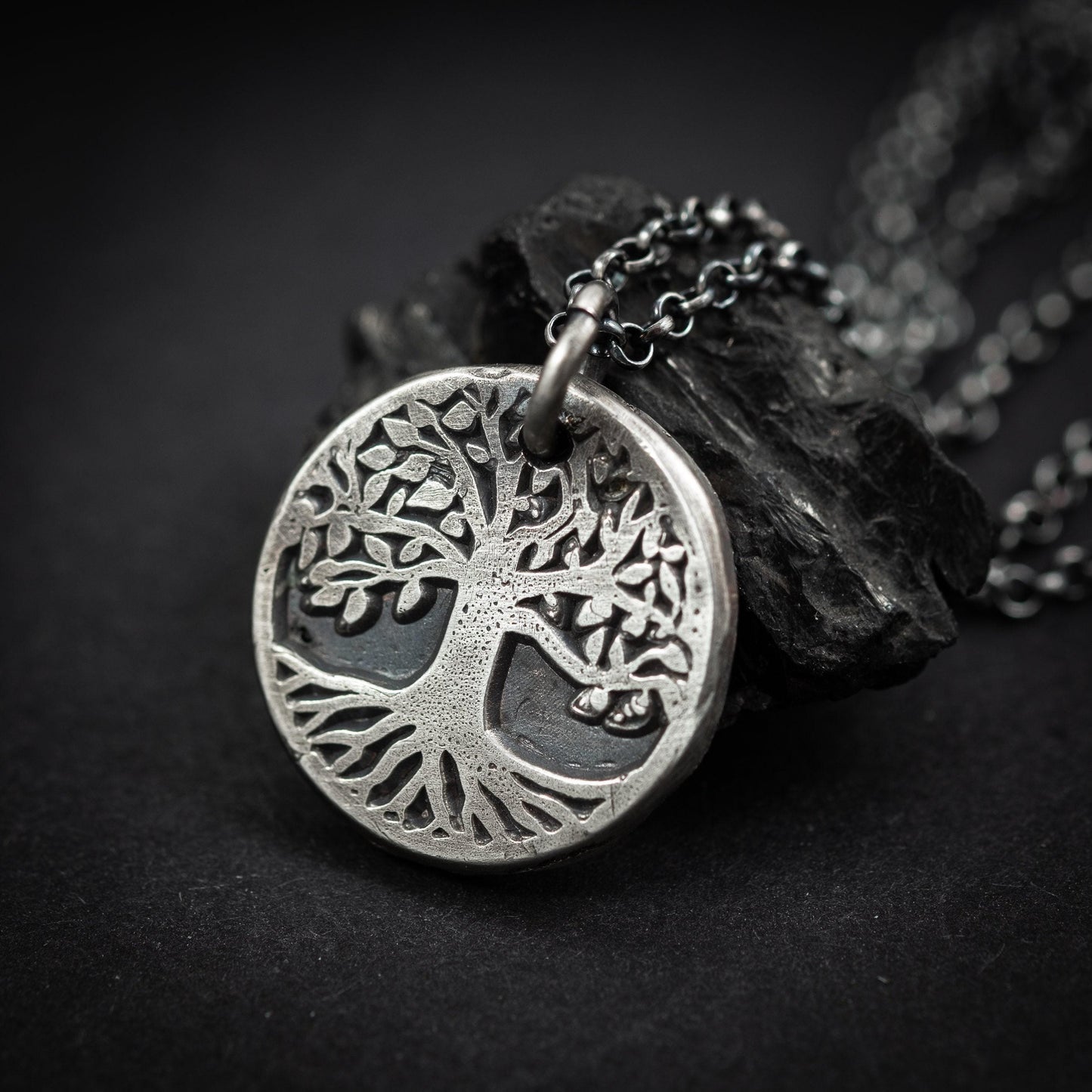 Norse Tree of Life Necklace, Sterling Silver (Oxidized Rustic Finish)