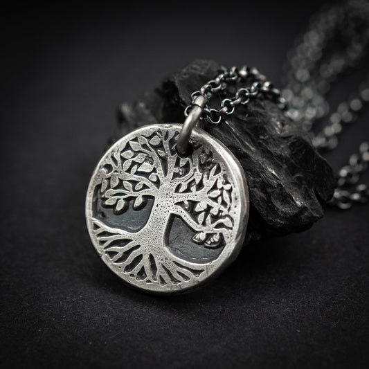 Norse Tree of Life Necklace, Sterling Silver (Oxidized Rustic Finish)