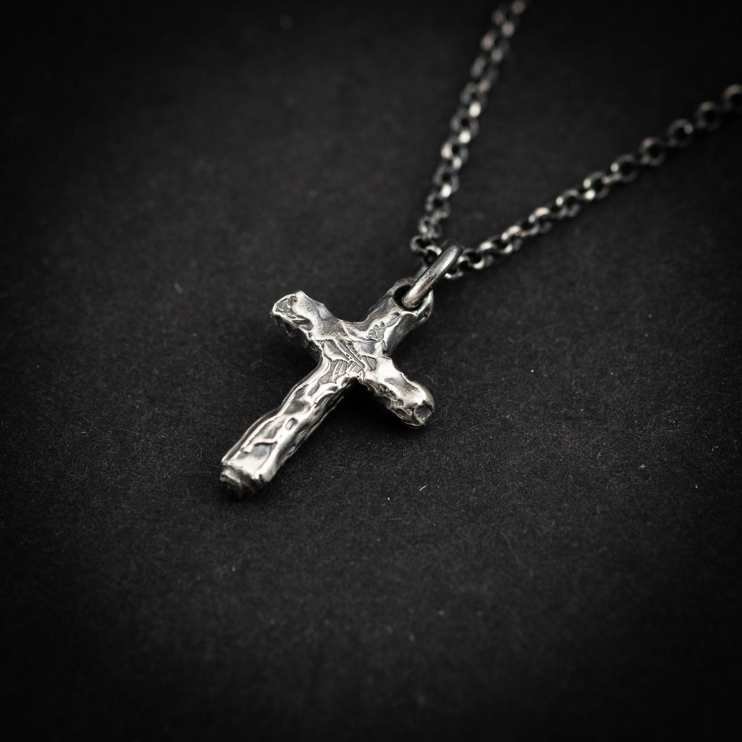 Rustic Silver Cross Necklace - Handmade Christian Strength Pendant