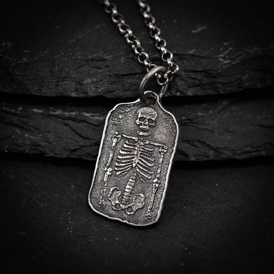 Skull Bones Necklace: Handmade Gothic Jewelry - Sterling Silver 925