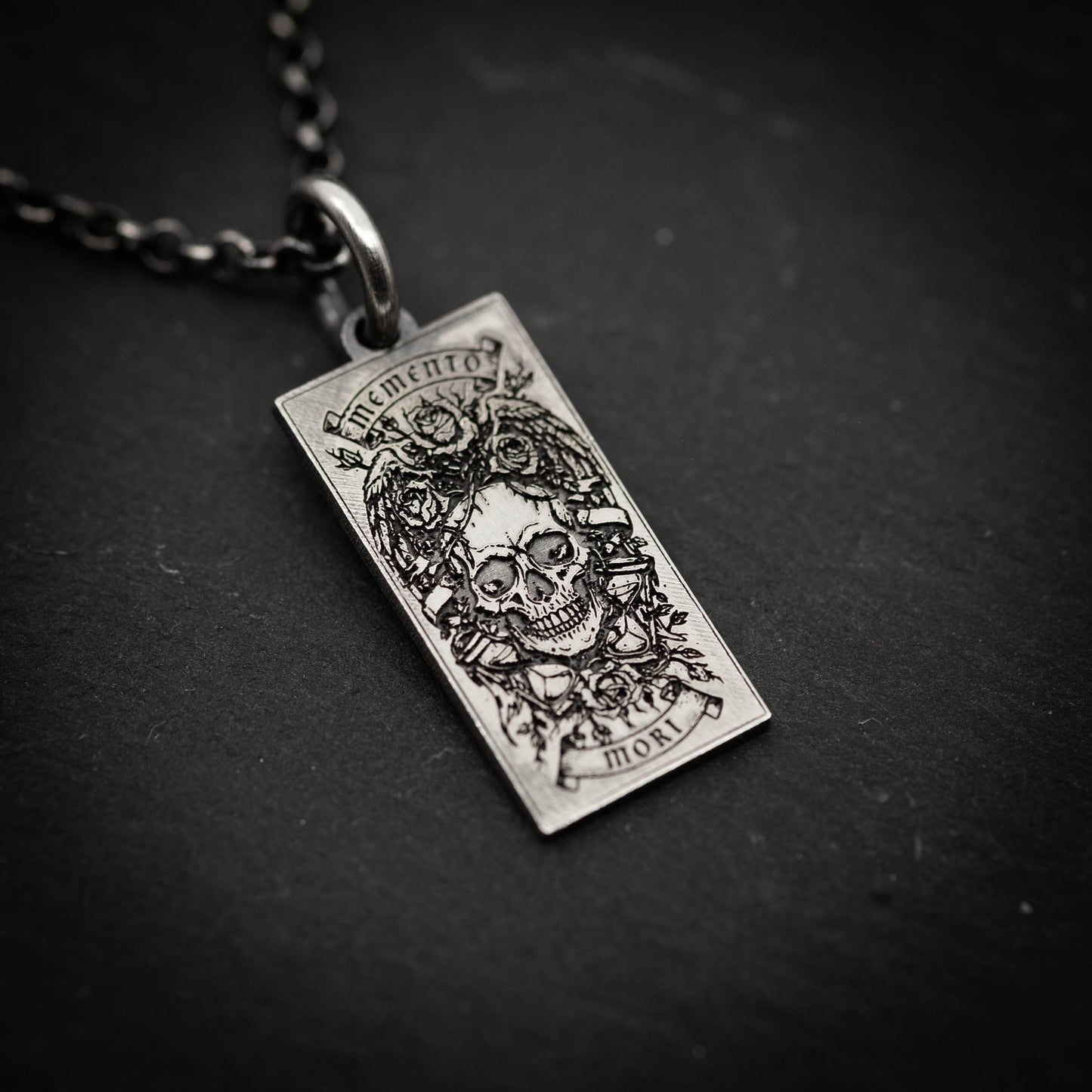 Skull Amulet Pendant: Gothic Memento Mori - Sterling Silver Jewelry