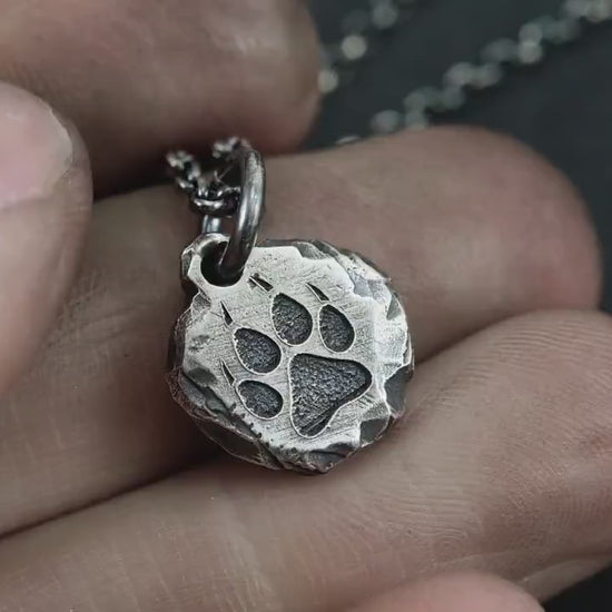 Silver Wolf Claw mens necklace, Rustic Oxidized handmade forest jewelry, nature necklace, gift for him, Christmas gift