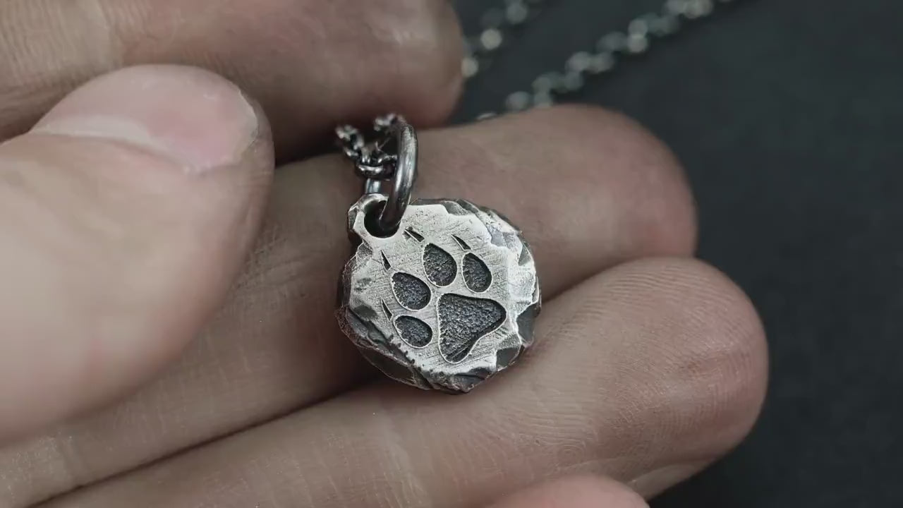 Silver Wolf Claw mens necklace, Rustic Oxidized handmade forest jewelry, nature necklace, gift for him, Christmas gift