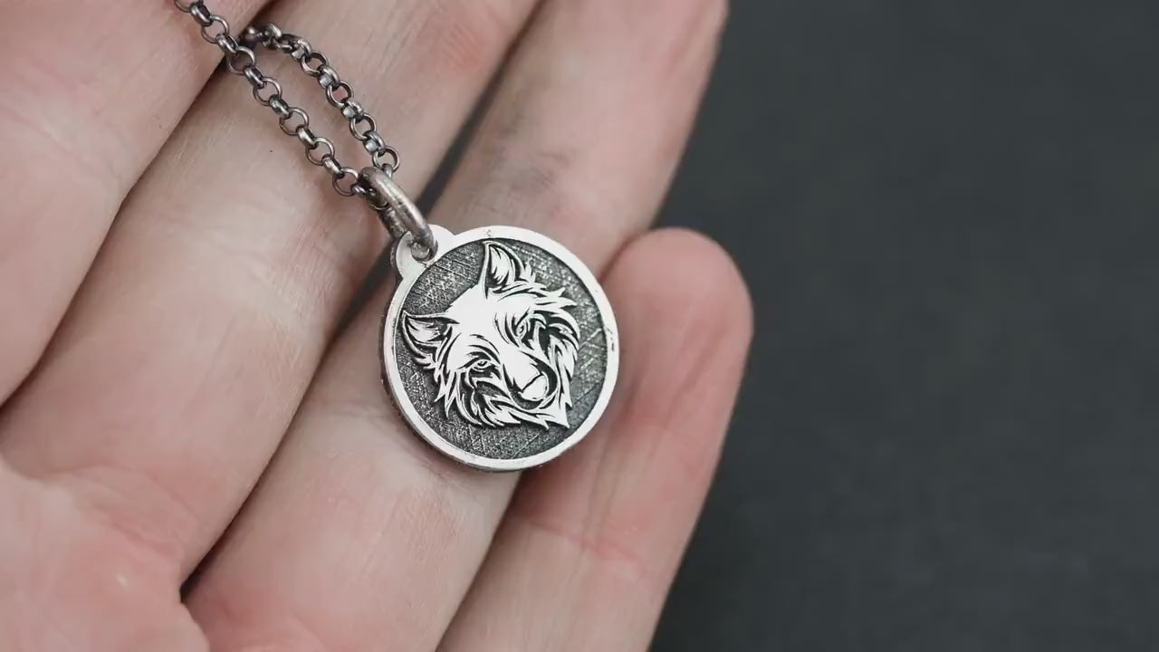 Wild Wolf Silver Men Necklace, Best Wolf Men Necklace, Nodric Wolf Charm Chain, Necklace For Men, Best Friend Gift Necklace