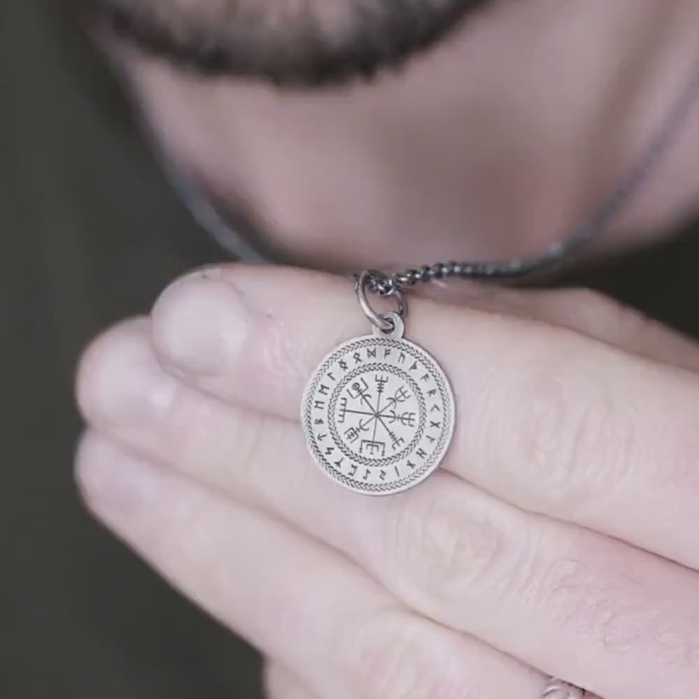 Vegvisir Viking Compass Rune Necklace, Personalized Handmade Norse Jewelry, Viking, Norse Mythology Gift for Men or Women
