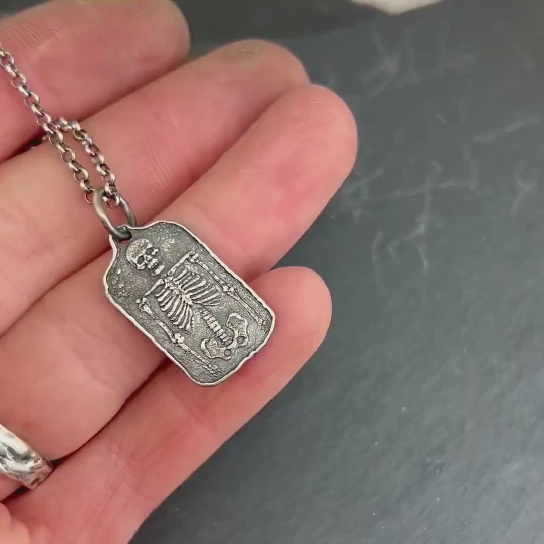 Skull Bones Necklace: Handmade Gothic Jewelry - Sterling Silver 925