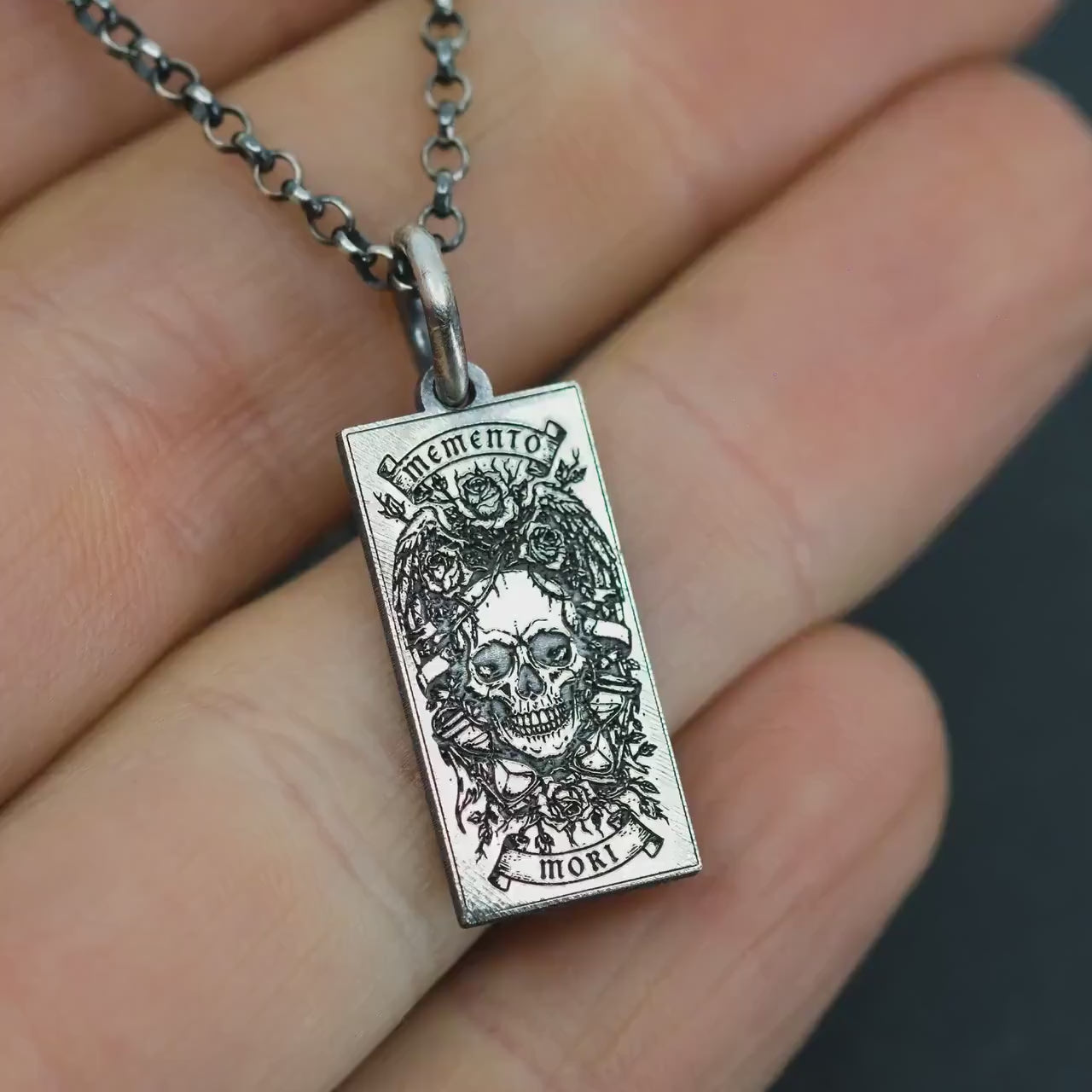 Skull Amulet Pendant: Gothic Memento Mori - Sterling Silver Jewelry