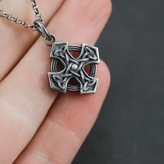 Mens silver Celtic Cross  pendant necklace, handmade Celtic jewelry for men, Celtic know necklace for men, Unique gift for men