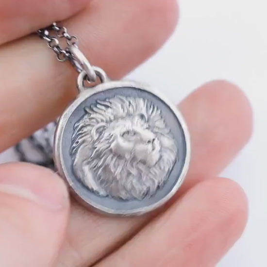 Mens Silver Lion Pendant Necklace, Personalized Lion Necklace, Gift for Leo man, Silver Lion Charm, Gift for Husband, Lion Gift Idea