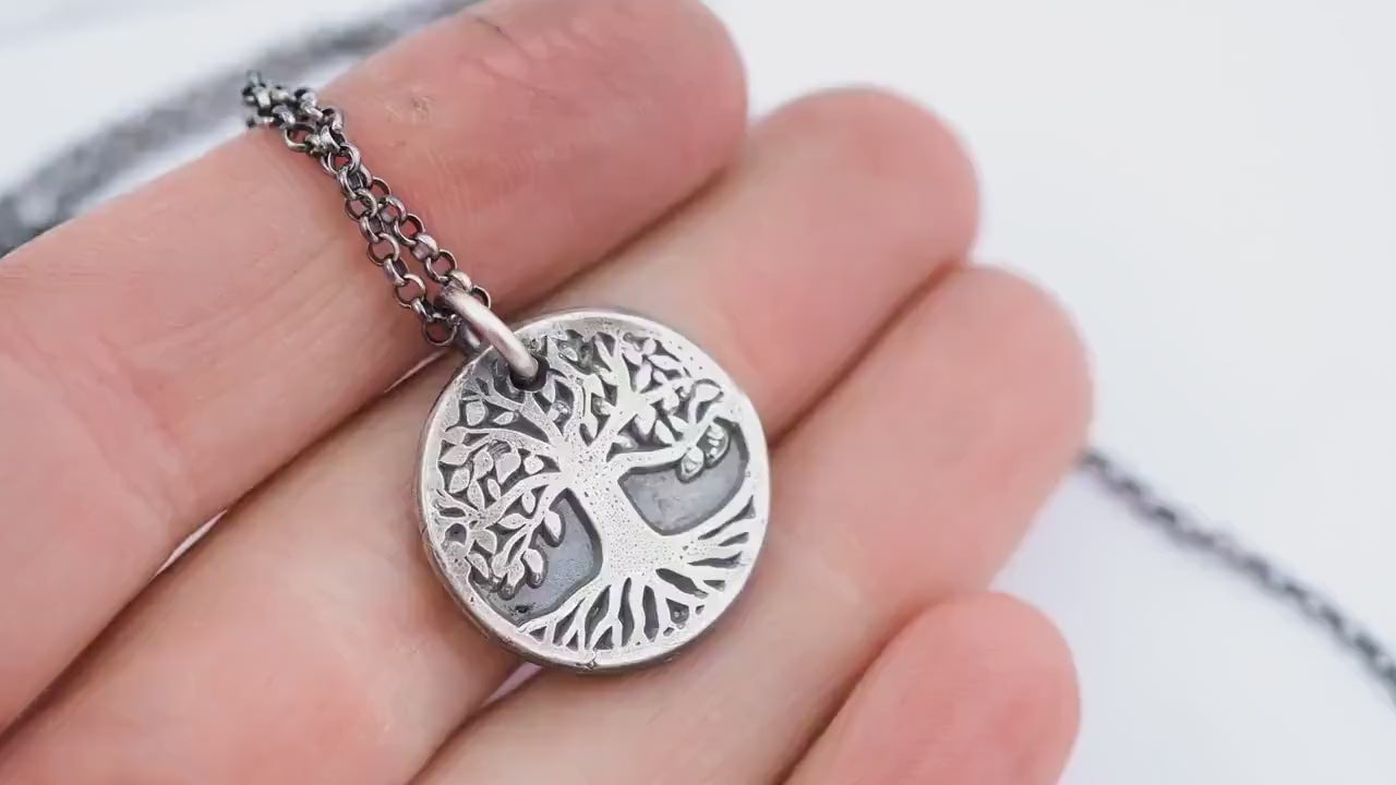 Norse Tree of Life Necklace, Sterling Silver (Oxidized Rustic Finish)