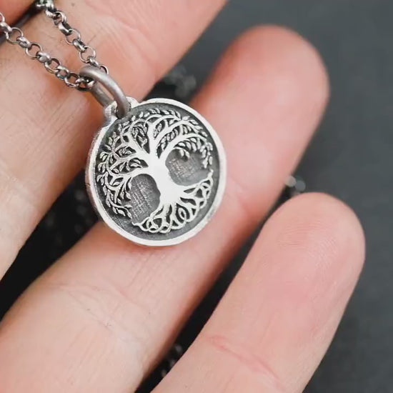 Tree of Life Yggdrasil Viking Silver necklace, Unique viking mens jewelry, Personalized rustic necklace, norse mythology jewelry, men gift