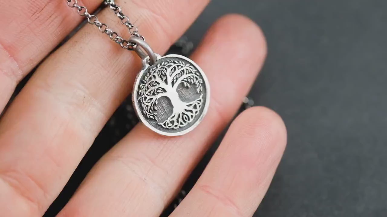 Tree of Life Yggdrasil Viking Silver necklace, Unique viking mens jewelry, Personalized rustic necklace, norse mythology jewelry, men gift