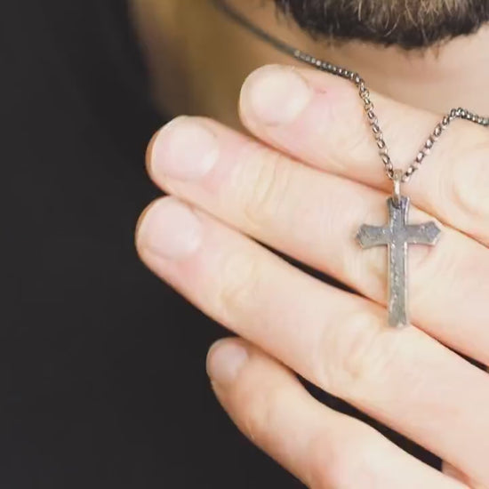 Men’s Silver Cross Necklace –  Personalized Handmade Christian Jewelry, Faith Symbol Pendant, Religious Gift for Husband or Boyfriend