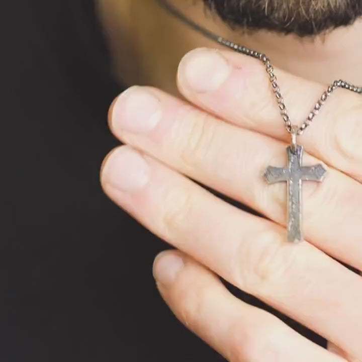 Men’s Silver Cross Necklace –  Personalized Handmade Christian Jewelry, Faith Symbol Pendant, Religious Gift for Husband or Boyfriend
