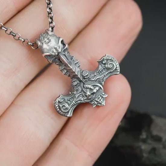 Mjölnir War Hammer pendant, Thor's hammer mens warrior necklace, Viking jewelry, Norse jewelry, unique men gift, Norse mythology