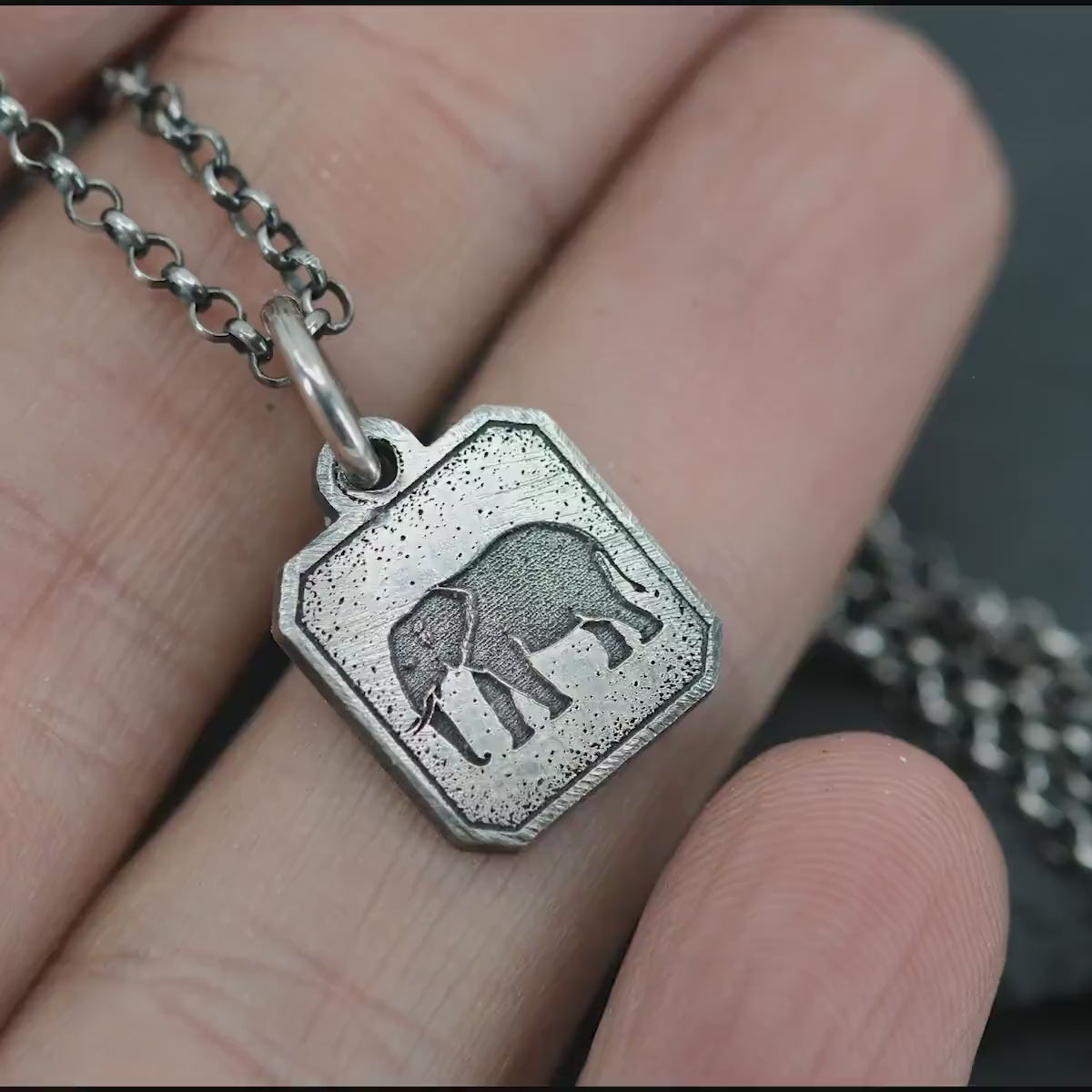 Silver Elephant Pendant Necklace – Handmade Men’s Engraved Wildlife Pendant, Wisdom & Protection Totem Jewelry, Nature Gift for Him