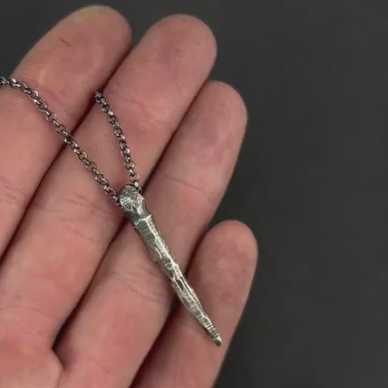 Handmade Gothic Silver Necklace for Men, Dark Alternative Jewelry, Unique Oxidized Pendant Gift