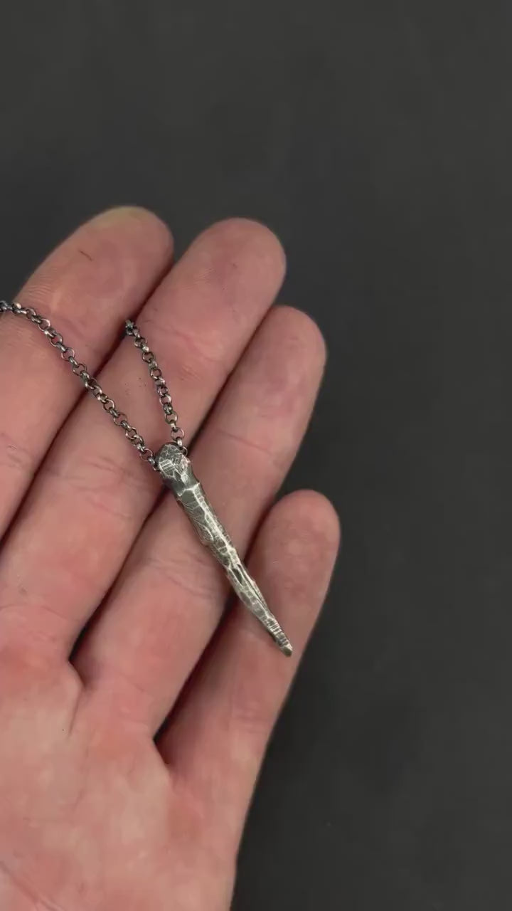 Handmade Gothic Silver Necklace for Men, Dark Alternative Jewelry, Unique Oxidized Pendant Gift