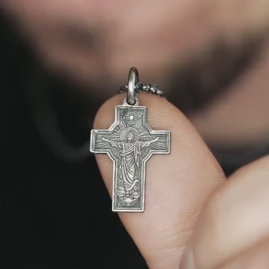 Silver Jesus Pendant: Men Custom Handmade Oxidized Jewelry