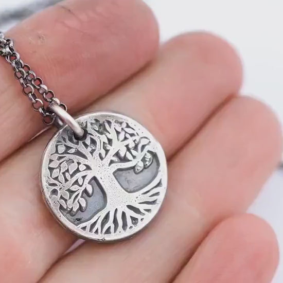 Yggdrasil Pendant - Oxidized Silver Necklace - Rustic Norse Tree of Life Design, Sterling 925, Handmade Gift