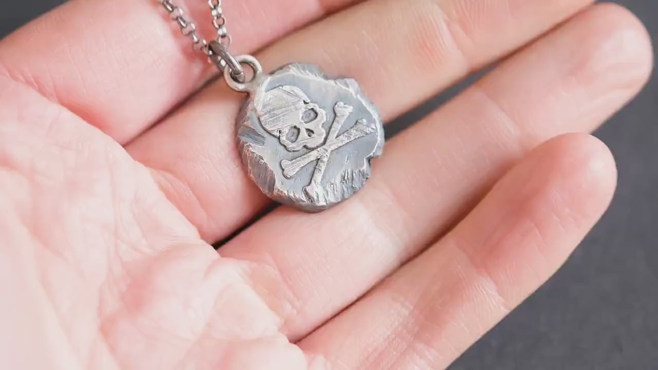 Rustic mens Silver Skull necklace, Memento Mori Oxidized  Handmade jewelry, Boyfriend gift, Unique Gift for him, Mens gift, Husbant gift