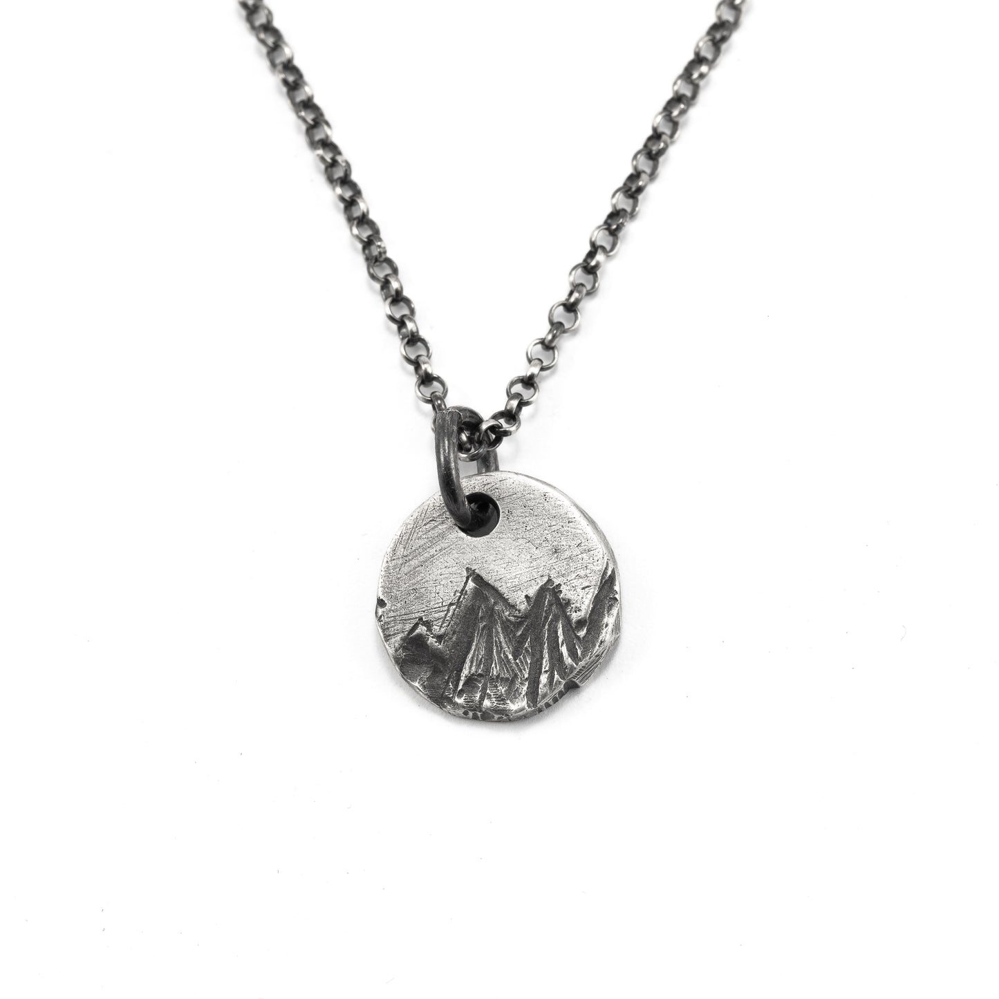 Carved Circle mountain necklace
